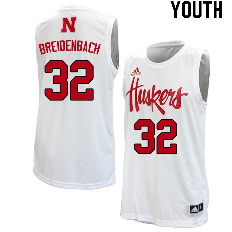 Youth #32 Wilhelm Breidenbach Nebraska Cornhuskers College Basketball Jerseys Sale-White - Click Image to Close